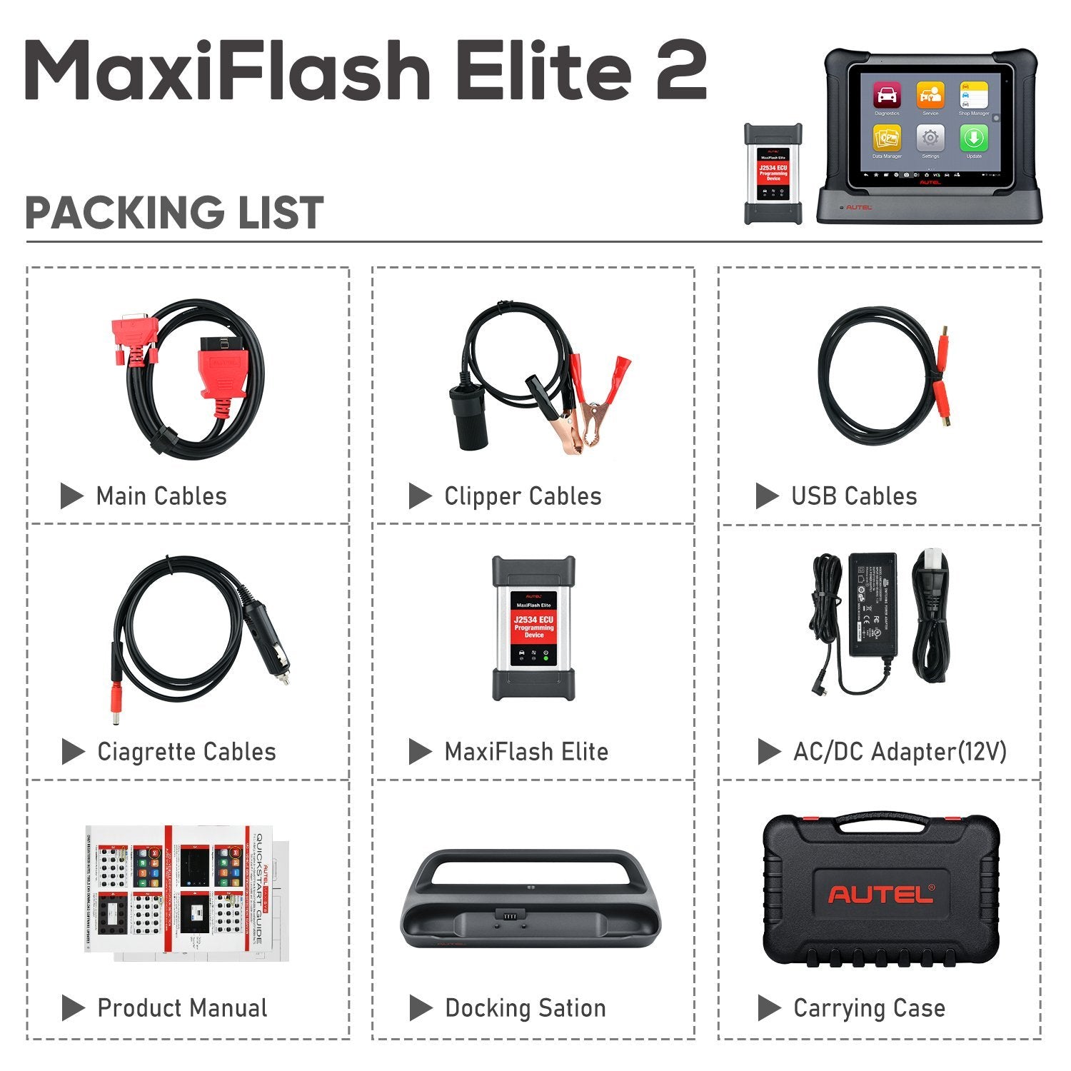 Autel Maxisys Elite II Diagnostic Tool with J2534 ECU Programming Upgraded Version of Maxisys Elite/Maxicom MK908p
