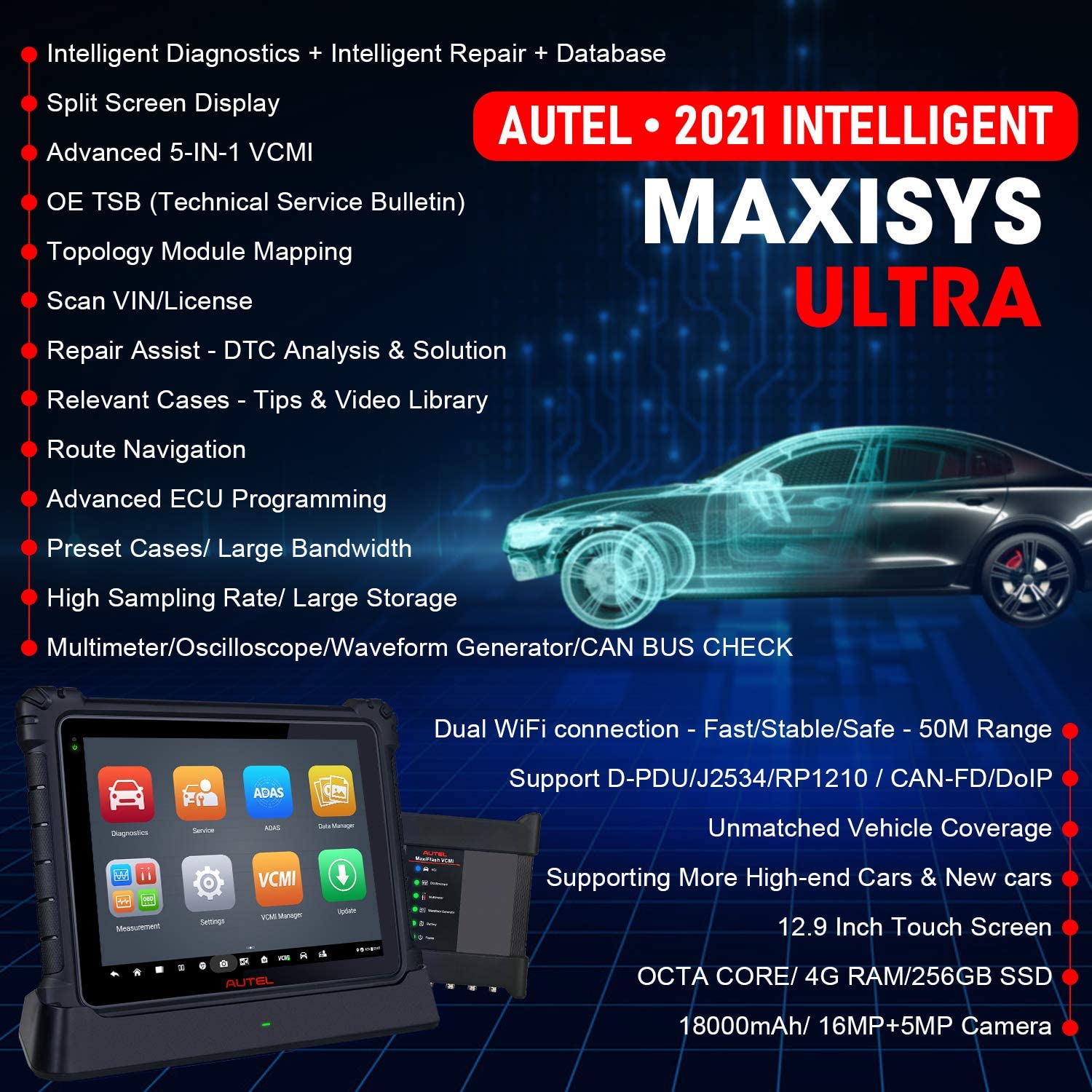 Autel MaxiSys Ultra Automotive Diagnostic Scanner -Upgraded MS908S Pro/Elite/MS909/MS919 + Free Gift
