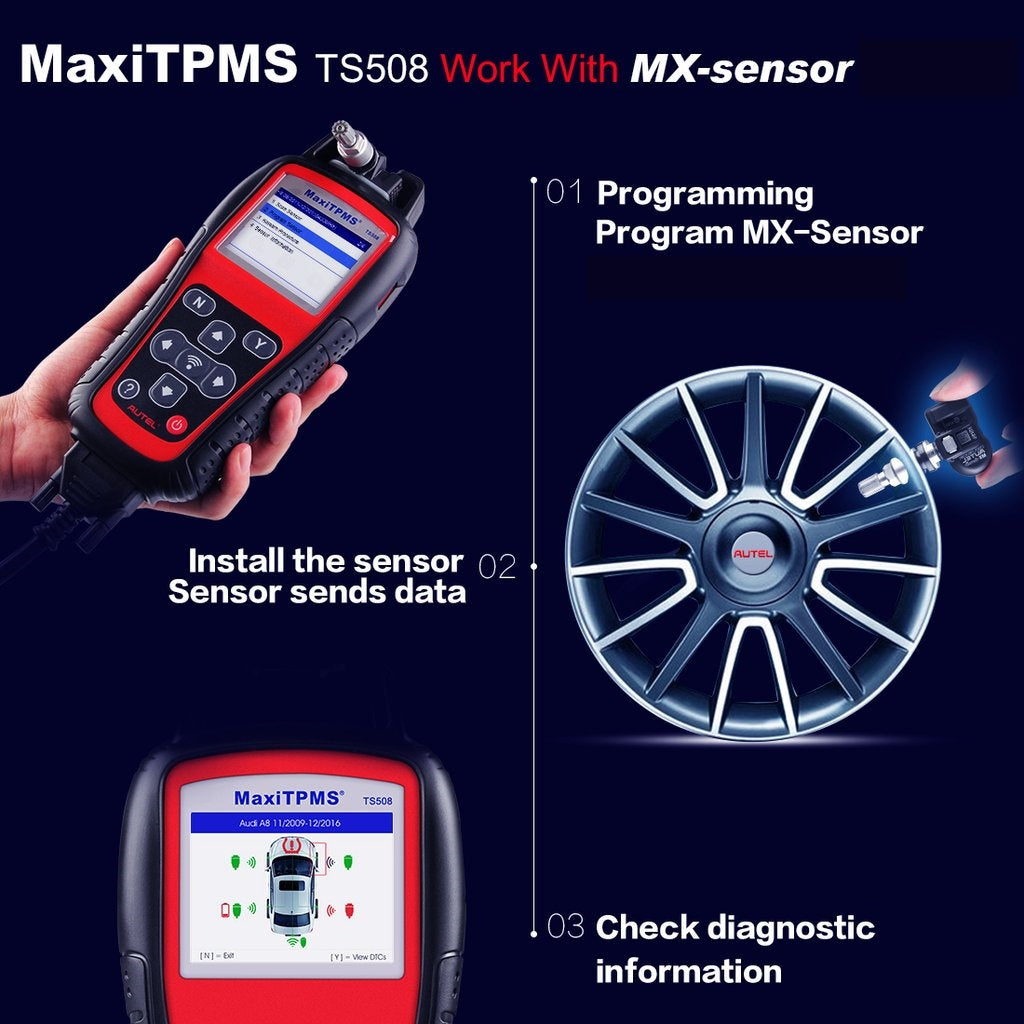 Autel MaxiTPMS TS508K TS508 Pre TPMS Tool Winter Snow Tire All Season Tires Summer Tyre Replacement with 8pc Sensors