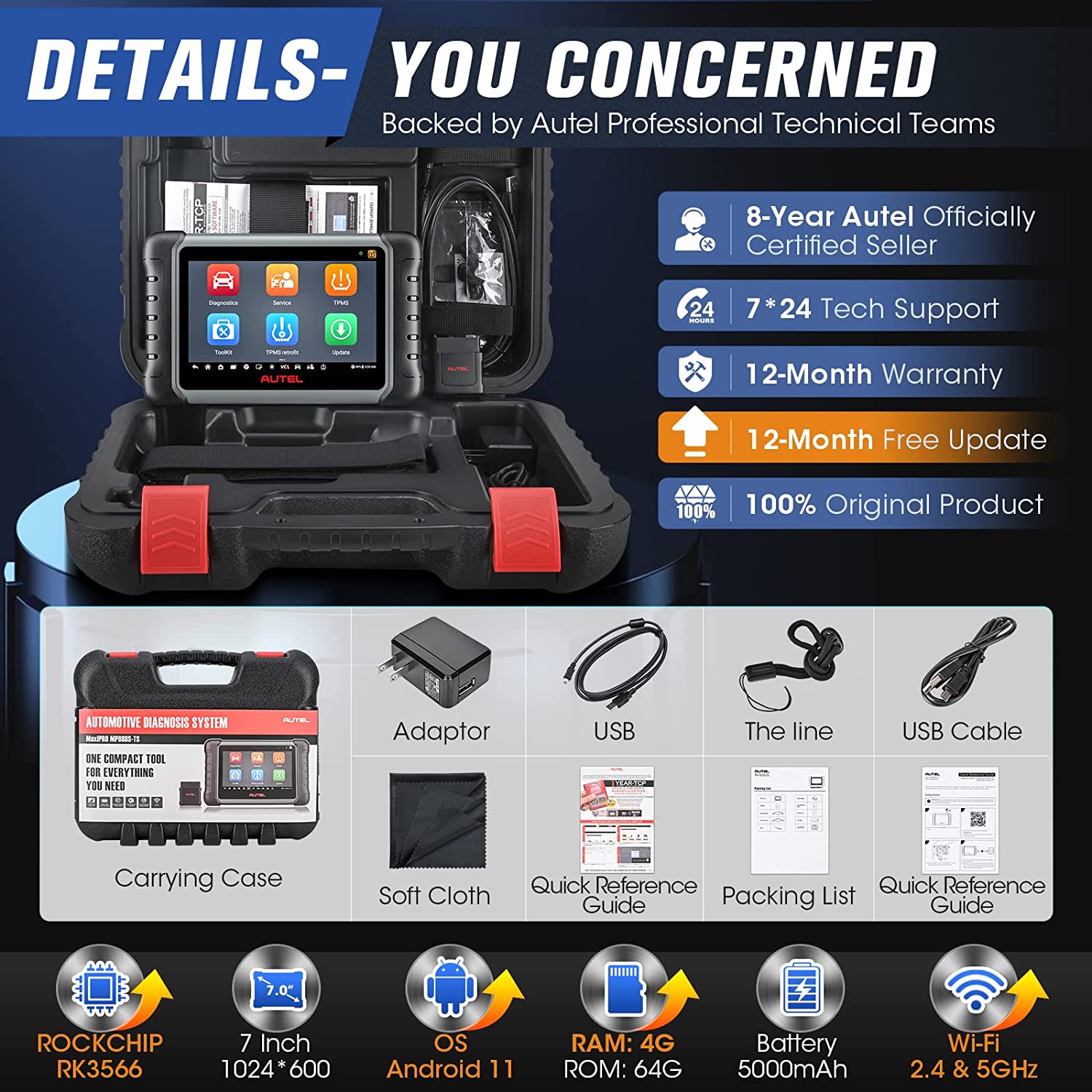 Autel MaxiPRO MP808S-TS Scanner - Updated of MP808BT PRO, MaxiSYS